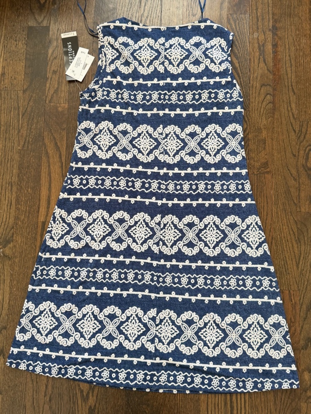 Perceptions Navy and White Patterned Girls' Dress - Picture 2 of 7